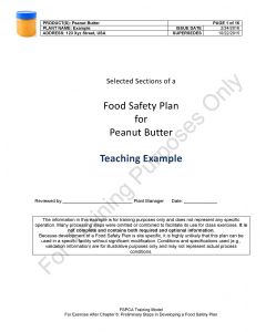 Model Food Plan - Peanut Butter for 5 participants