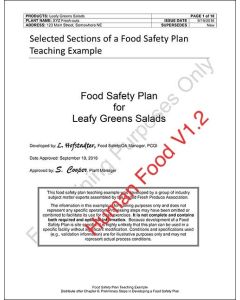 Model Food Plan - Leafy Greens Salads For 5 Participants